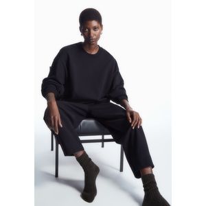 COS Navy Oversized Jersey Crewneck Sweatshirt